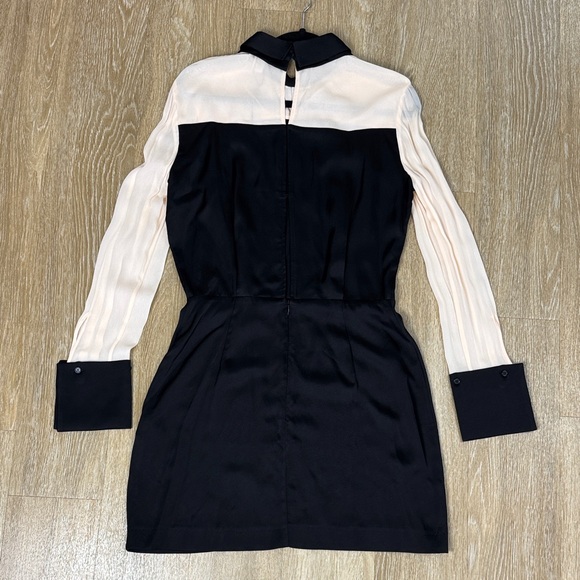 Reiss Veneto Color Block Midi Satin Sheer Long Sleeve Shirt Dress size 6 - Picture 5 of 11